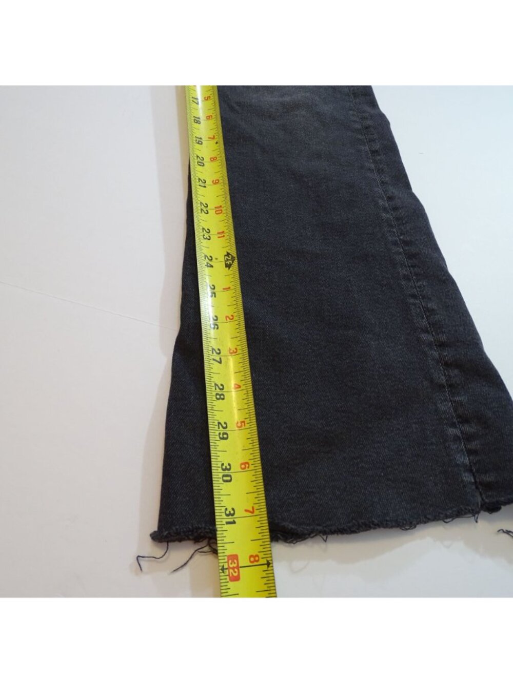 Zara Black Washed Boot Flare Jeans Women Size 8 High Rise Raw Hem Denim Grunge - Picture 9 of 10